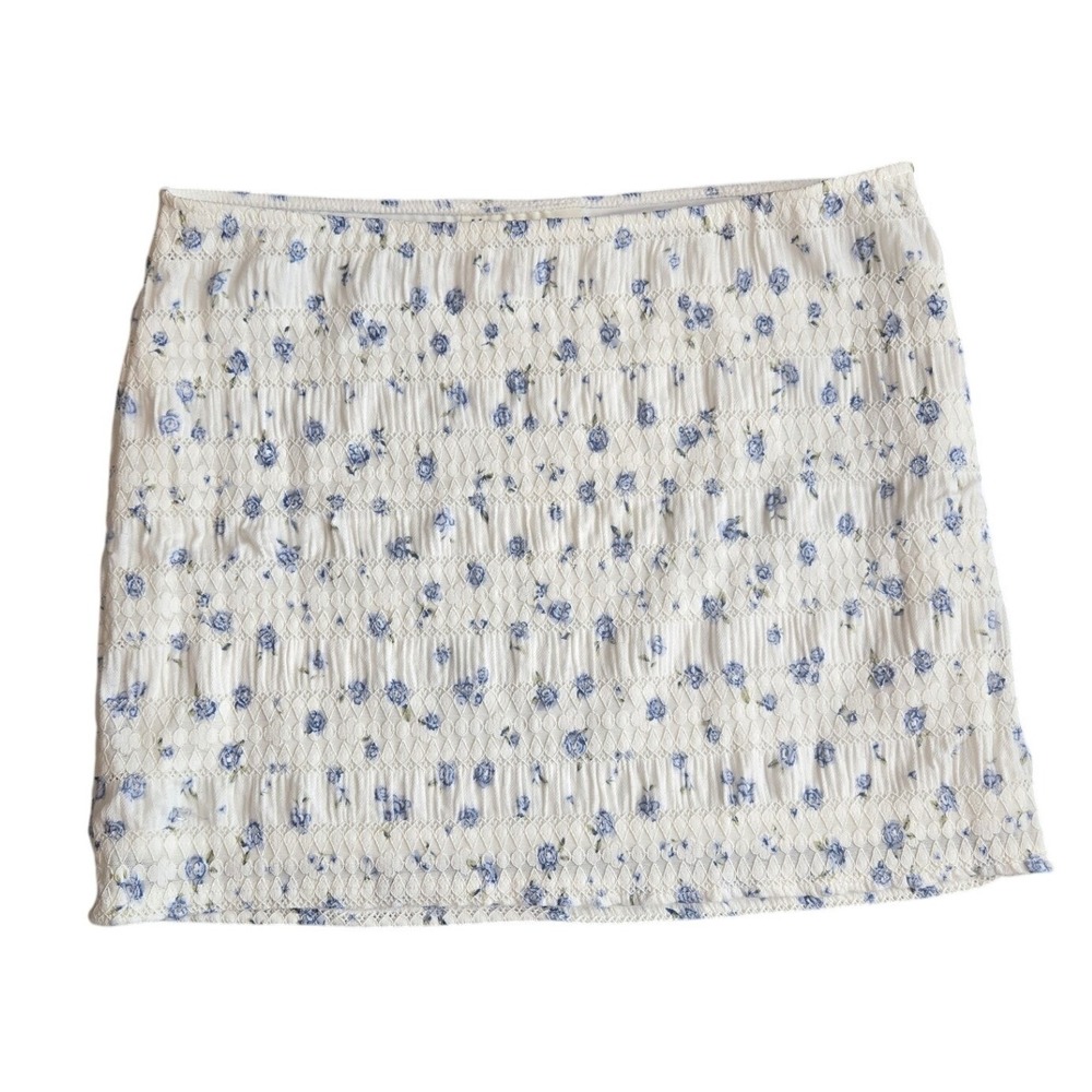 No Boundaries Mini Skirt White Floral Cottage Prairie Boho Coquette Medium(8-10)